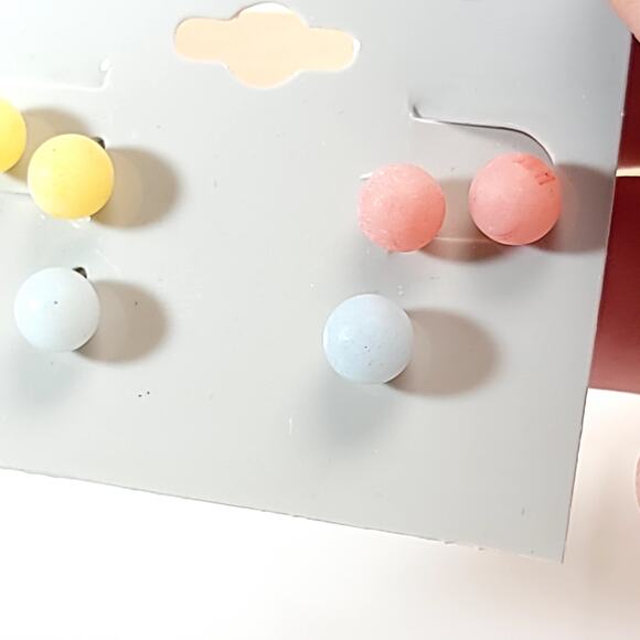 Pastel Color Stud Earrings Set, 4 Pairs of Vibrant Circle Earrings Afterthoughts - Picture 5 of 10